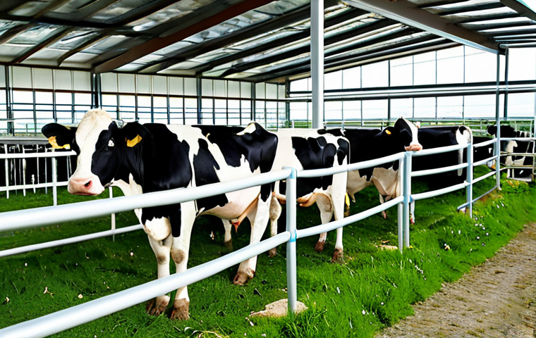 축산업 필기시험 공부법 - Modern Dairy Farm**
"A bright and airy modern dairy farm in the Italian countryside, featuring Hols...