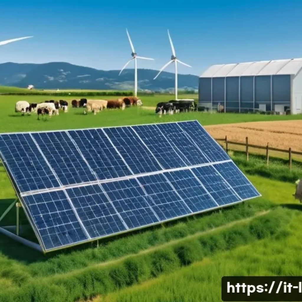 축산업 실무 경진대회 후기 - A detailed scene of a modern sustainable livestock farm in Italy, showcasing eco-friendly farming pr...