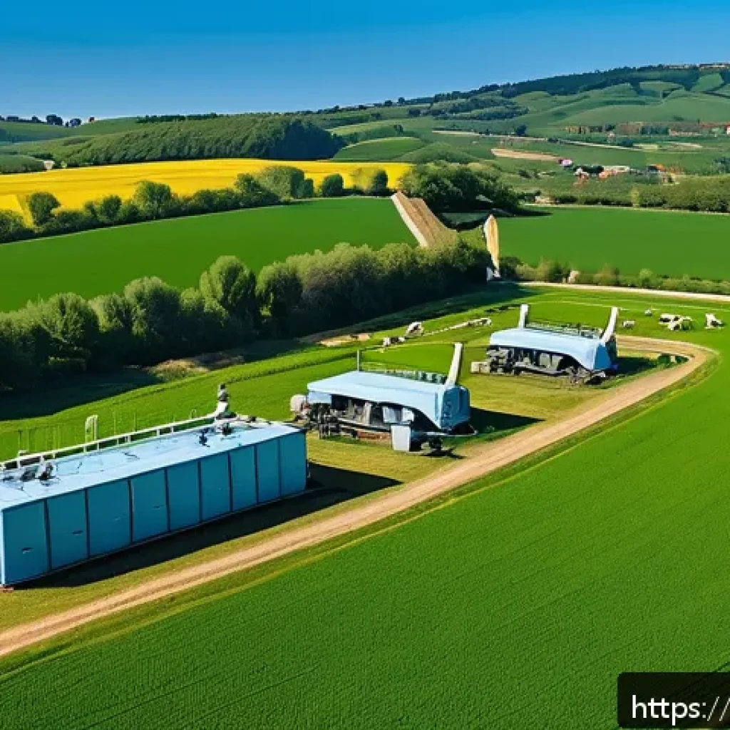 축산업 관련 행사 및 세미나 - A modern sustainable livestock farm in the Italian countryside during spring, featuring healthy cows...