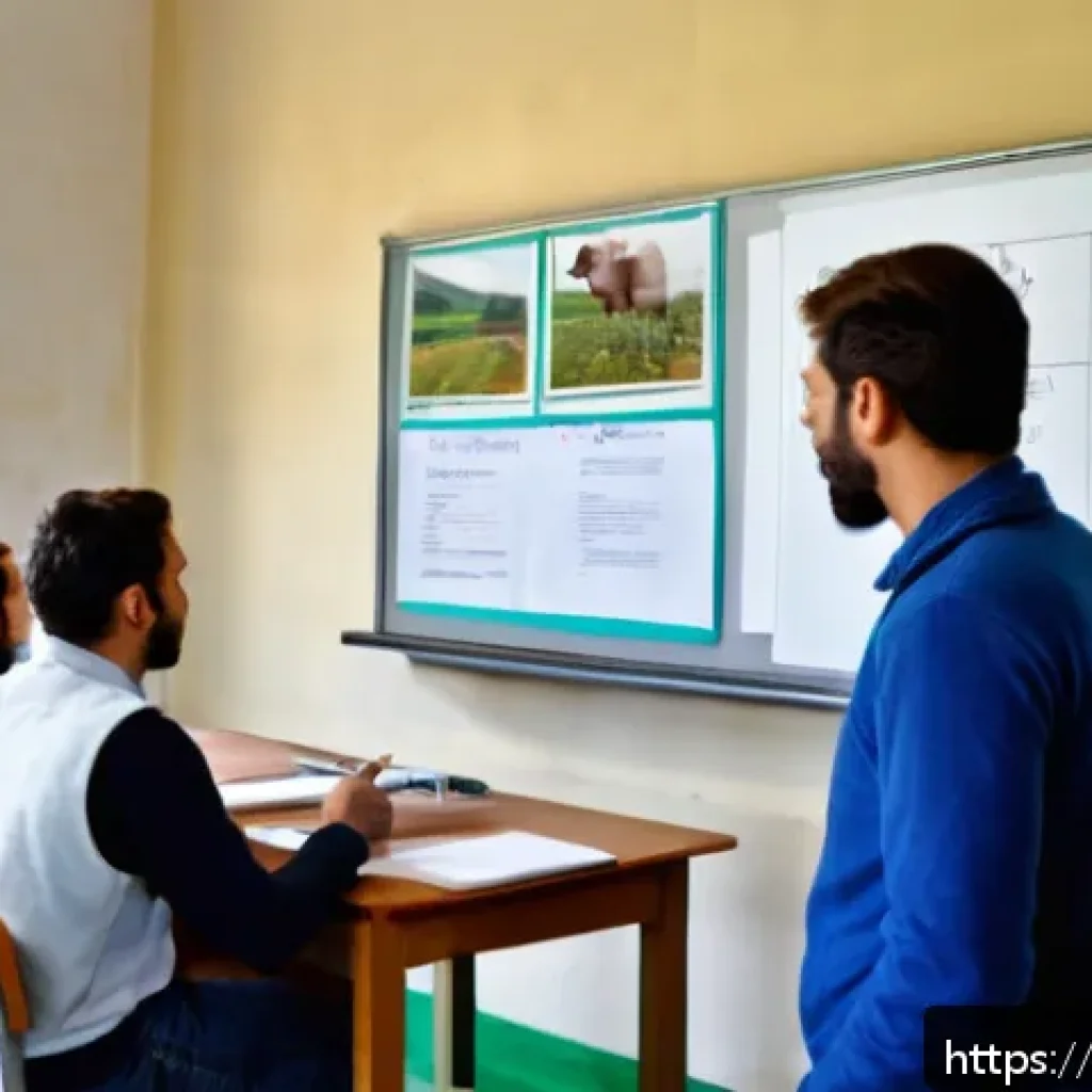 축산업 자격증 난이도 분석 - A professional agricultural training classroom scene in Italy, showing diverse adult students attent...